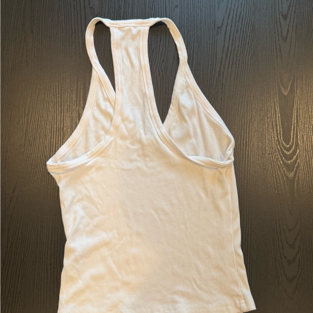 White Racerback Tank Top-Medium